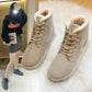 Winter Boots Black Grey Red Shoes for Women Ankle Boots Lace Up Warm Fur Snow Boots Faux Suede Booties Woman Flat Shoes