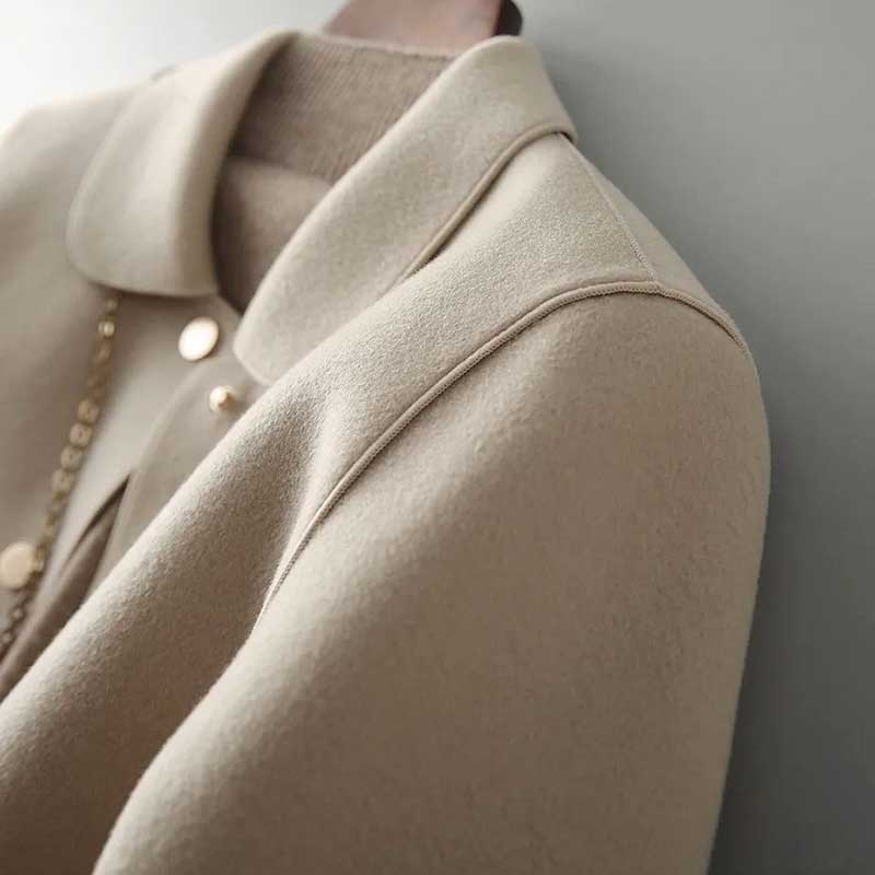 Lapel Short Jacket Women's Spring and Autumn Temperament Casual Loose All-match Woolen Top