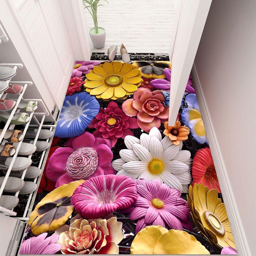 3D Foyer Floor Mat Door Mat Suede Floor Mat Door Floor Mat Kitchen Floor Mat Bedroom Bathroom Non-slip Absorbent Carpet