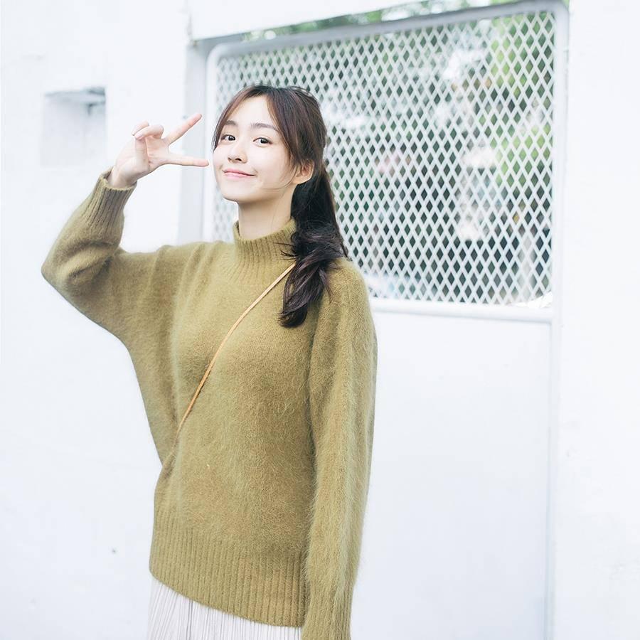 Pofulove Mink Fur Turtleneck Knitwear Skin-friendly Loose Pullover Sweater Chic Knitting Top