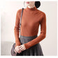 Half-high Neck Pullover Sweater for Women In Autumn and Winter Korean Slim-fit Knit Sweater with Long Sleeves Solid Color Pullover