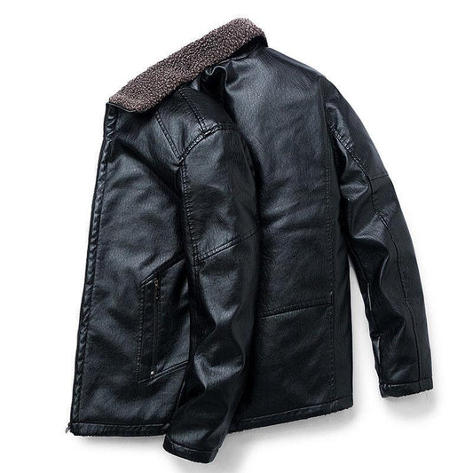 Men's Motorcycle Clothing Plus Size Jacket Male Stand Collar Leather Jacket Autumn and Winter Jacket