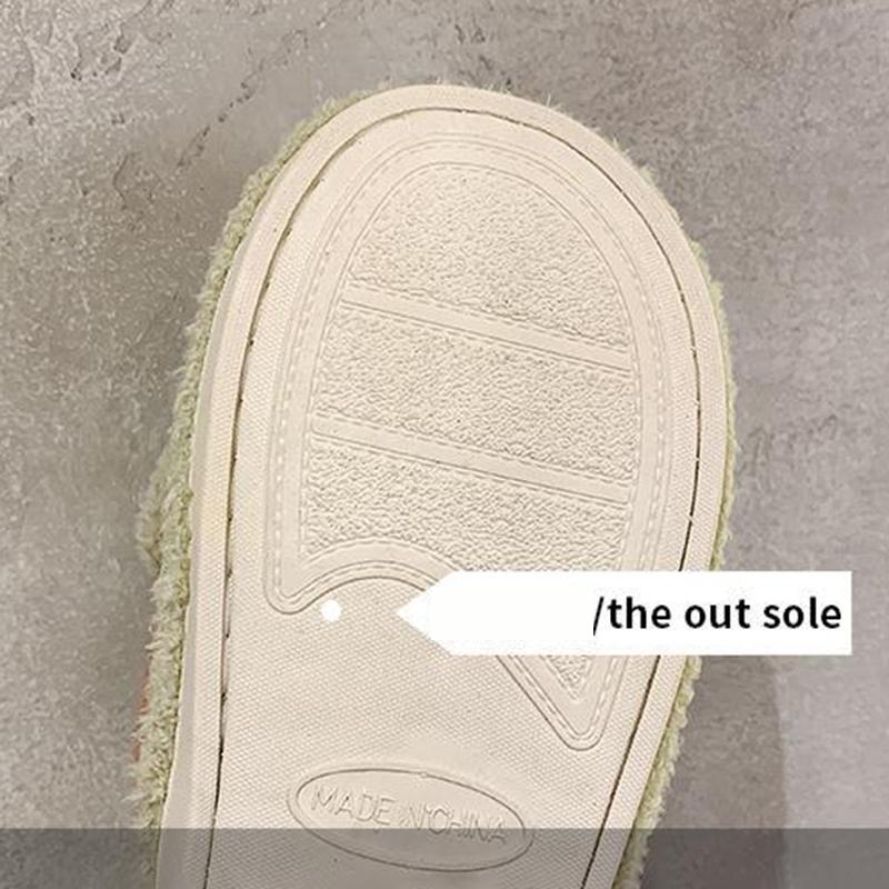 Slippers Women's Flat-bottomed Baotou Cotton Slippers Cute Home Wear Plus Velvet Warm Winter Indoor Furry Shoes Personality Drag