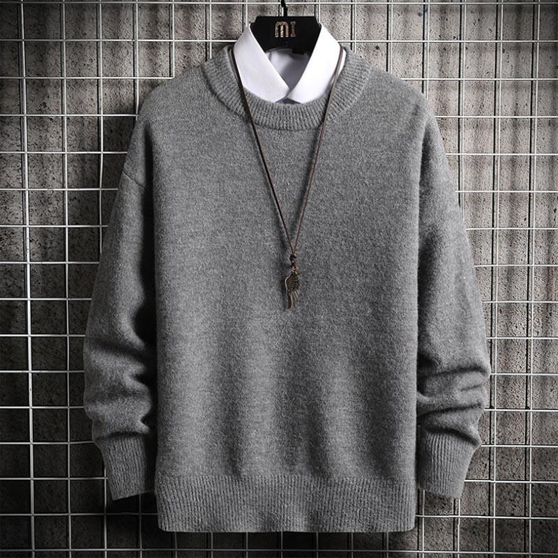 Autumn And Winter Men Casual Imitated Mink Wool Solid Color O Neck Pullover Sweaters 9 Color M-3XL