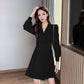 Suit Collar Long-sleeved Dress Women Spring  Summer Korean Design Windbreaker Short Skirt