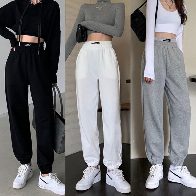 Gray Casual Sports Pants Women's Spring and Autumn Korean Style Loose High-waisted Footwear Pants Wide-leg Pants Tide