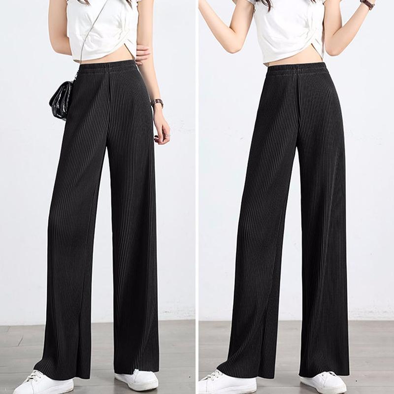 WTEMPO Wide Leg Straight Trousers Summer Cool Thin Pants Women Loose High Waist  Casual Cool Comfortable Home Go Out Party Office