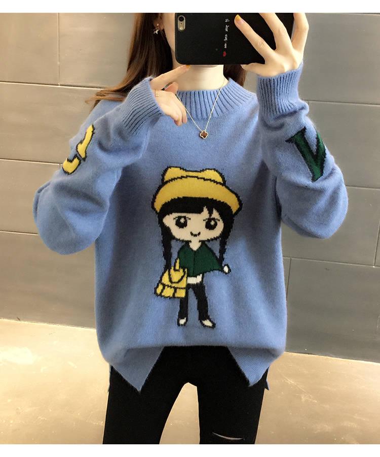 Pofulove Winter Pullover Women Loose Bottoming Shirt (plus Velvet Thick) Half Turtleneck Sweater