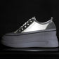 Women's Platform Shoes Sequined Shoes Leather Breathable Inner Increase White Shoes Casual Shoes Female Students' Thick-soled Shoes