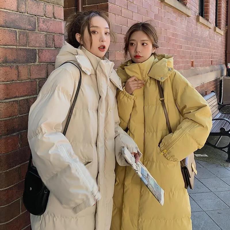 Cotton-padded Jacket Women's Knee-length Long Dongdaemun New Large Size Loose Thickened Thin Cotton-padded Jacket Female BF Student  Padded Jacket