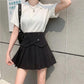 Women's Summer Pleated Skirts Button Design Irregular High Waist Slim A-line Skirts Safety Pants Lining Mini Skirts All Match Casual Tennis Skirt