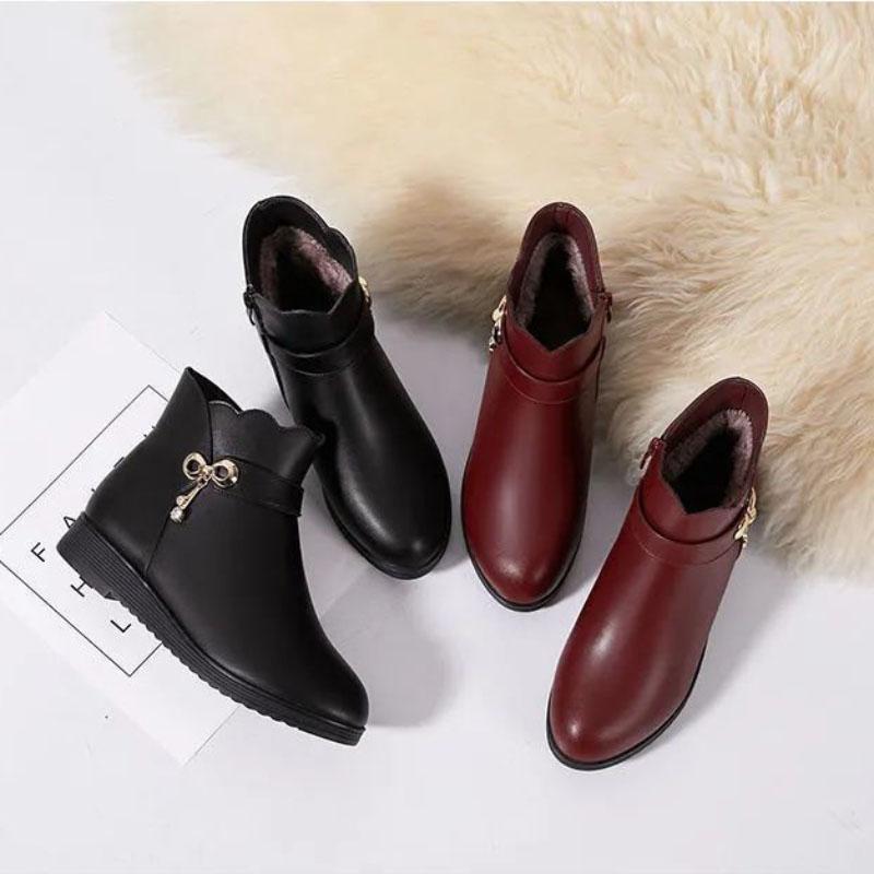Winter Flat-bottomed Comfort and Warmth Plus Velvet Cotton Shoes Soft-soled Non-slip All-match Ankle Boots