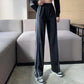 Hong Kong Style High Waist Casual Sports Wide-leg Pants Striped Wild Loose Straight Mopping Trousers Women
