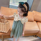 Children Dress Girls Summer Dress Korean Princess Dress Mesh Dress Sleeveless Loose Floral Bow Ruffle Dress