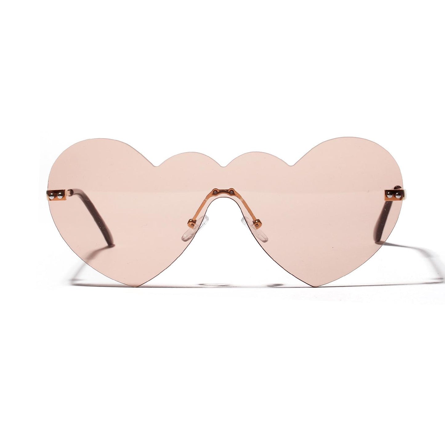 WTEMPO Pink Heart Glasses Women Conjoined Big Frame Love Sunglasses Fashion Heart Shape Glasses