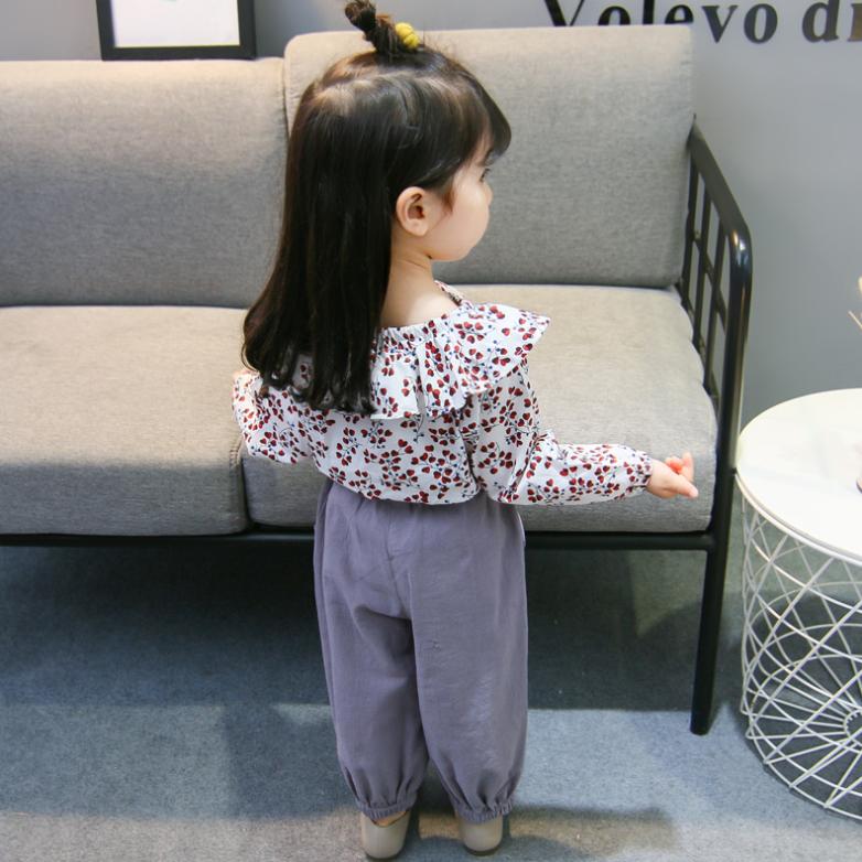 Korean Version Long Sleeve Girls' Spring and Autumn Children's Wear Floral Suit for 0-1-2-3-4 Years Old Infants