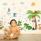 Cartoon Animal Beach Three Generations Removable Children's Room Bedroom Wall Stickers