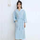 Women's Yukata Pajamas Robe Spring Autumn Loose Waffle Solid Color Bathrobe Long Sleeves Robe Sleeping Robes with Belt