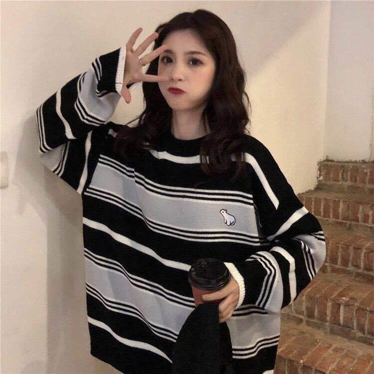 Pofulove Thick Winter Sweater Women Loose Pullover Harajuku Style Sweater Long-sleeved Jacket