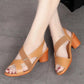 Ladies Summer Mid-heel Sandals Non-slip Comfortable Thick Heel Black Outer Wear Beach Shoes