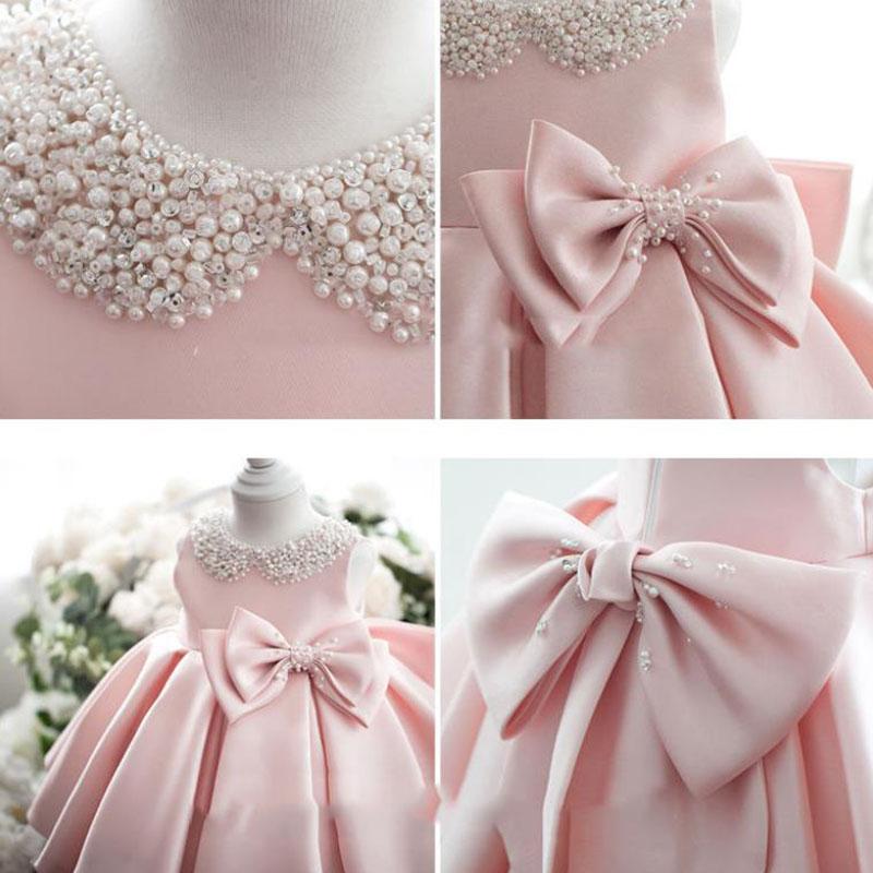 Children's Dress Princess Skirt Flower Girl Wedding Birthday Baby Sweet Dress Girl Piano Host Performance Costume Round Neck Sleeveless Bow Decoration