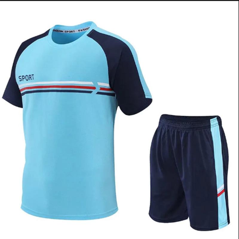 Sports Suit Men's Quick-drying Running Suit Two-piece Football Training Suit Summer Fitness Breathable Loose Short-sleeved Short