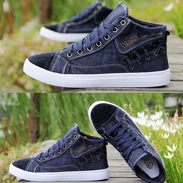 Retro Trendy Boys Canvas Shoes Korean Fashion Casual Shoes High-top Denim Shoes