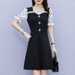 Women's High-elastic Short-sleeved Summer Fake Two-piece Waist Large Size Temperament Dress