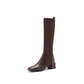 Women's Leather Socks and Long Boots But The Knee Is Thinner Stretch Knit Mid-tube High-heeled High Boots
