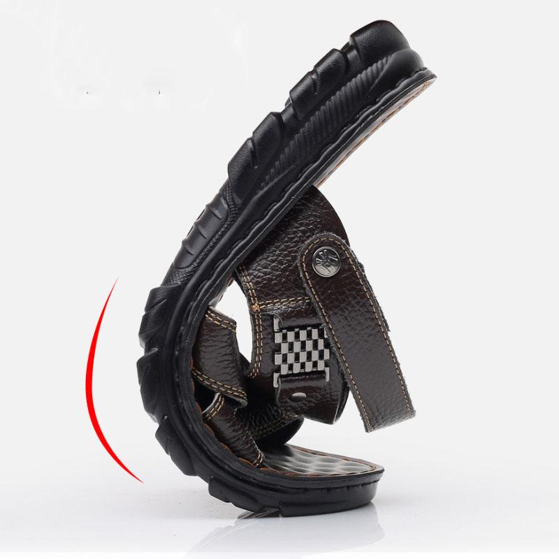 Waterproof Non-Slip Sandals Cow Leather Men's Soft Bottom Wear-Resistant Slippers Dual-Purpose Breathable Sandals