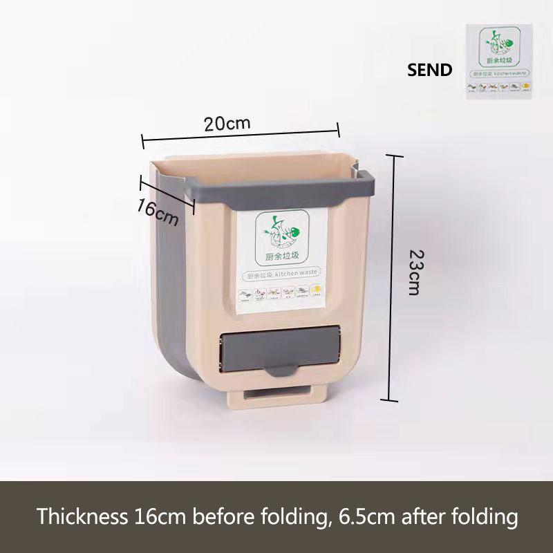 Foldable Trash Can Cabinet Door Wall-mounted Waste Bin Large-capacity Multi-functional Labor-saving Storage Bin Kitchen Organizer