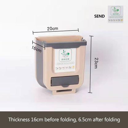 Foldable Trash Can Cabinet Door Wall-mounted Waste Bin Large-capacity Multi-functional Labor-saving Storage Bin Kitchen Organizer