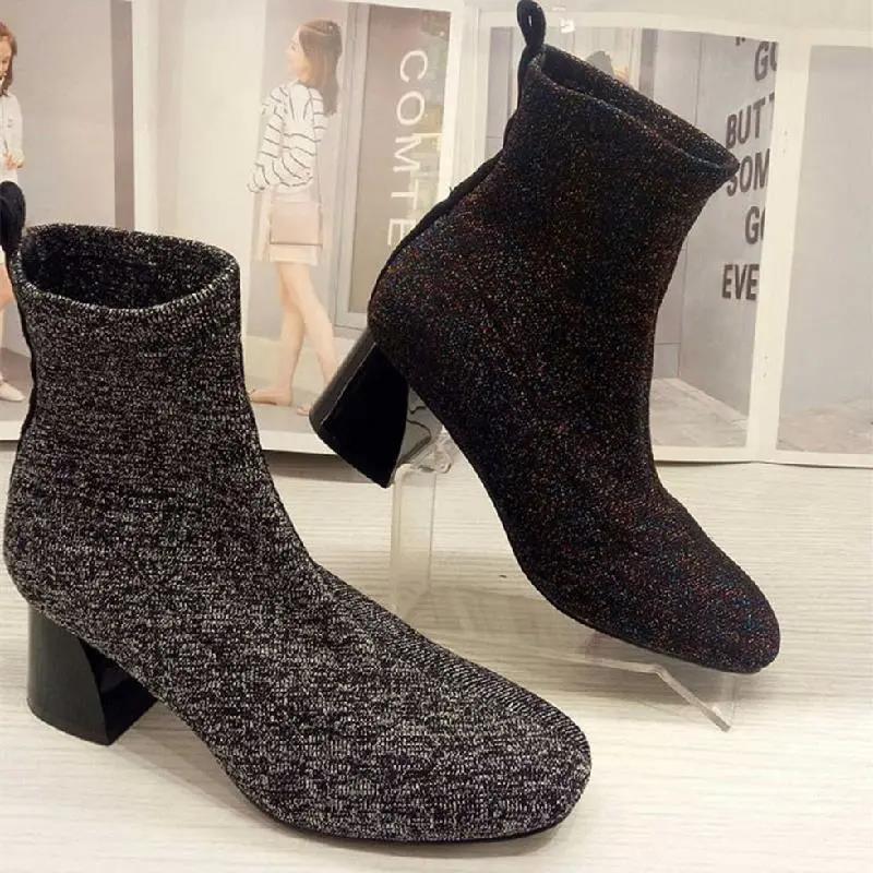 Autumn Mid-tube Women's Boots Korean Style Trendy Shoes for Students Autumn Cotton Shoes
