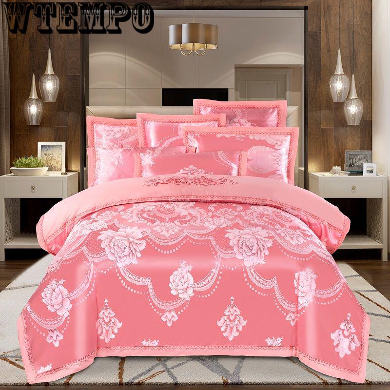 Embroidered jacquard cotton four-piece cotton quilt cover sheets bedroom home bedding European style