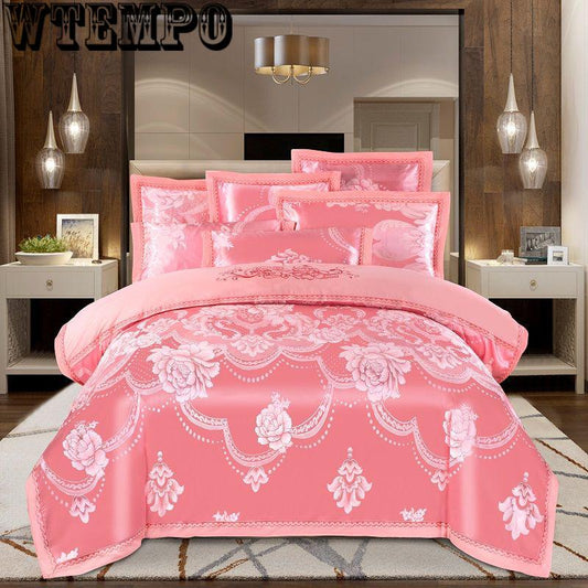 Embroidered jacquard cotton four-piece cotton quilt cover sheets bedroom home bedding European style