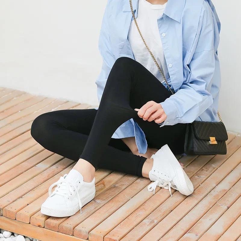 Thin Modal Leggings Women Wear Thin High-waist Elastic Tight-fitting Slimming Modified Leg Leggings Yoga Pants Leggings