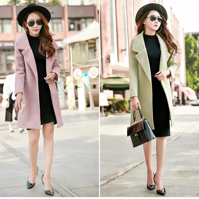 Woman Wool Coat Winter Jacket Women Slim Woolen Long Cashmere Woolen Coats Cardigan Ladies Overcoat