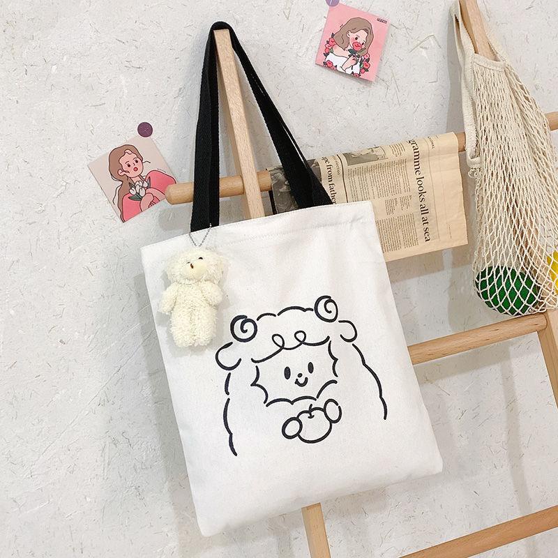 Bag Female Cute Girl Heart Large Capacity Wild Korean Student One-shoulder Portable Canvas Bag