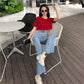 WTEMPO Retro Pants Show Thin Wild High-waisted Denim Trousers Women Temperament Slim Flared Pants