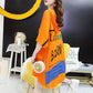 Mid-length Summer Dress Hooded Women Dress Girl Loose O-Neck Casual Long T-shirt Dress