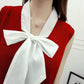 Chiffon Big Bow Vest Large Size M-XXXXL Women's Summer Dress Sleeveless Round Neck Knee-length Daily Wear Office Dating Party Workplace