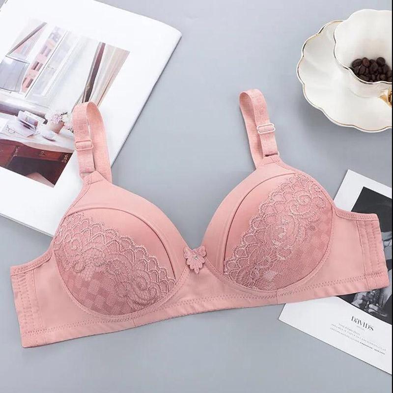 Spring and Summer Thin Breathable Skin-friendly Lace Pattern Without Steel Ring Gather Large Size Women's Underwear Bra