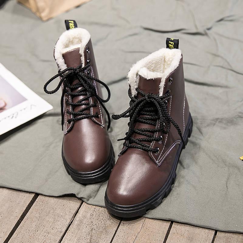 Women's Snow Boots Bottes Femme Winter Lace Up Ankle Botas 35-40 Botas De Mujer