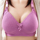 Fashion Without Steel Ring Comfortable Gathering Breathable Bra Multi-row Buckle Simple and Natural Style Jacquard Solid Color Bra