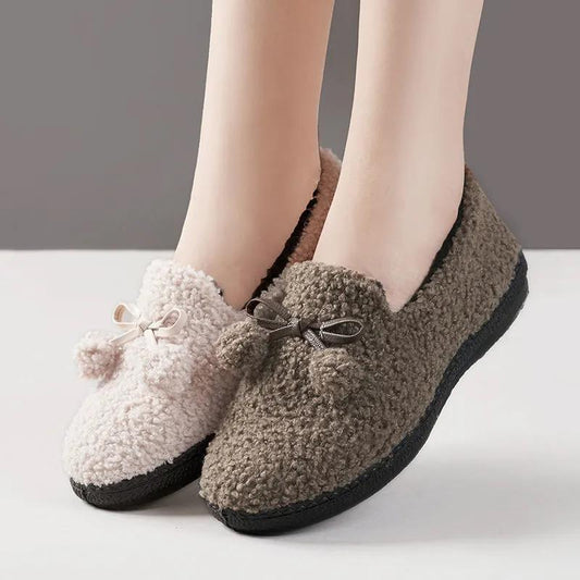Breathable Soft-soled Non-slip Cotton Shoes, Ladies Flat-bottomed One-step Warmth and Windproof Comfortable Shoes