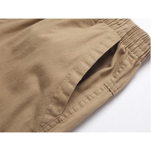Men's Cotton Casual Overalls Trousers Middle-aged Multi-pocket Pants Loose Wear-resistant Work Pants