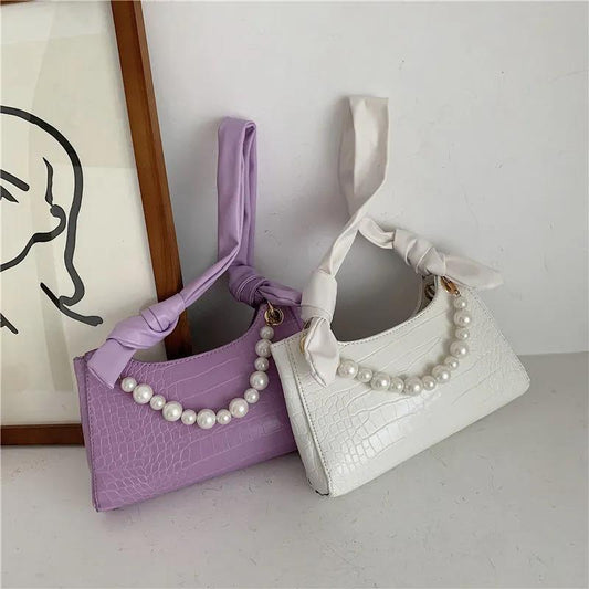 Crocodile Pattern Small PU Leather Armpit Bag For Women Shoulder Handbags Lady Simple Hand Bag Beautiful