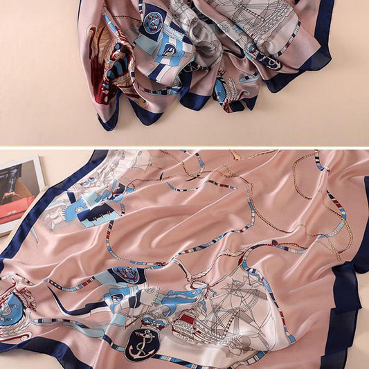 Flower Wrap Shawl Silk Imitation Satin Women Elegant Scarf All-match Headscarf Sunscreen Gauze Shawl