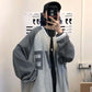 Spring and Autumn Contrast Color Cardigan Baseball Uniform Sweater Men and Women Loose Student Retro Salt Couple Jacket