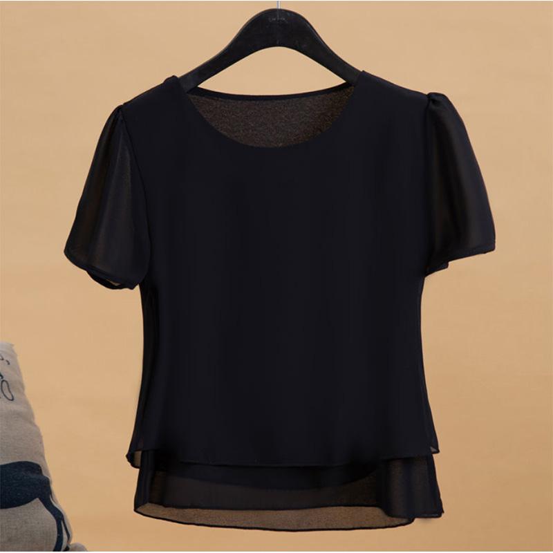 Loose Large Size Chiffon Shirt Mommy Short Sleeve Thin Shirt